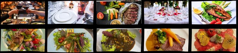 Collage Banner aus 8 Bildern, Dinneressen